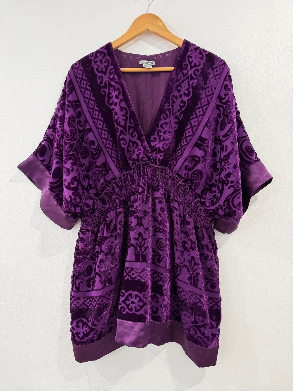 Geneology Purple Burnout Velvet Whimsigoth Boho Mini Dress Tunic Size‎ 1X